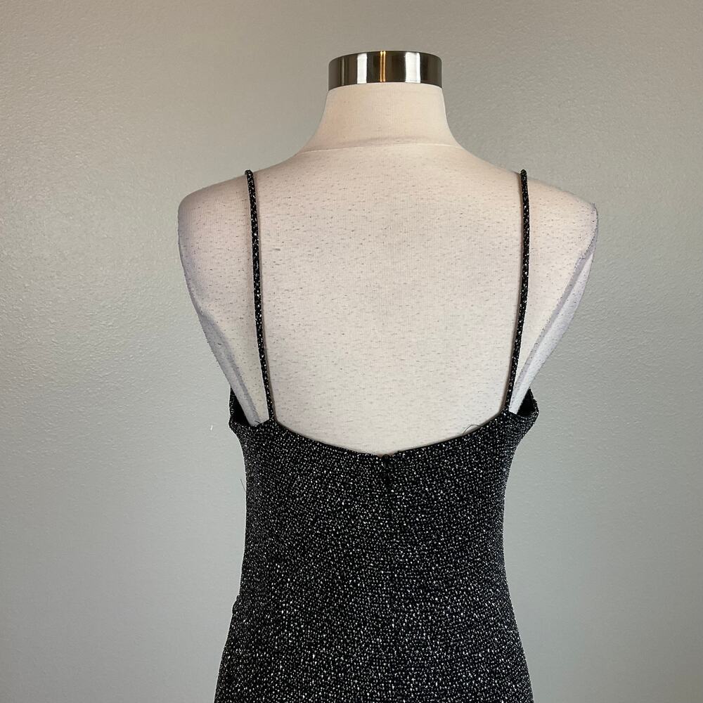Betsy & Adam Black Evening Gown Metallic Sleeveless Formal Column Dress Size 6 - Picture 8 of 11